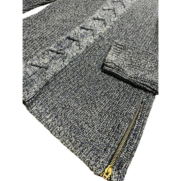 Talbots Sweater Womens XS VNeck Pullover Cable Knit blue Cotton Side Zip Hems - Picture 2 of 6